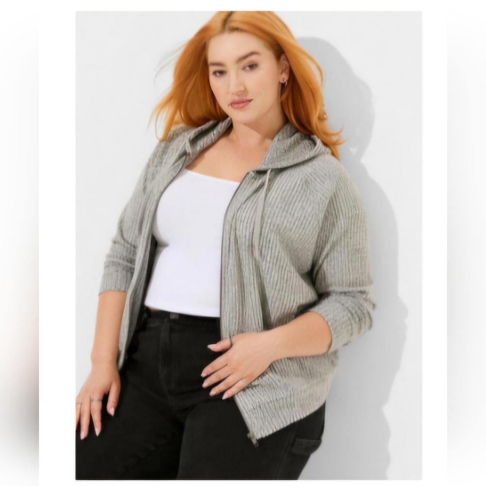 Torrid Brushed Waffle Raglan Zip up Hoodie jacket, size 2x